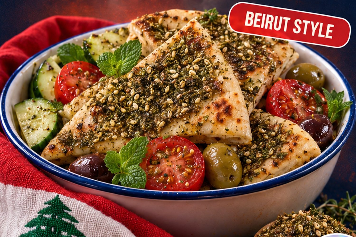 Lipie cu zatar (man'oushe), ca la Beirut