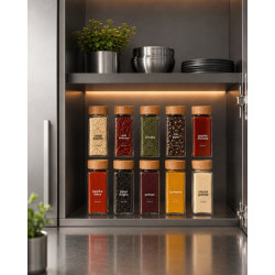 Set Cadou Premium 10 Borcane Sticla Condimente Esentiale SpiceHub