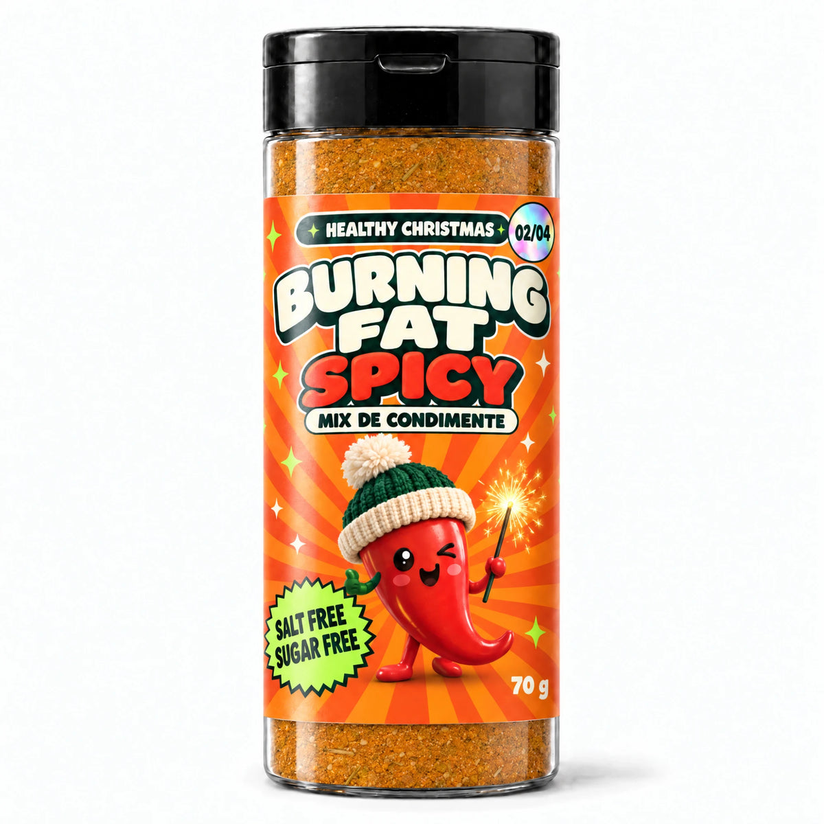 Burning Fat Spicy Healthy Christmas Spicehub – mix picant fără sare și zahăr adăugate, cu chili, ghimbir și coajă de lămâie, 70 g