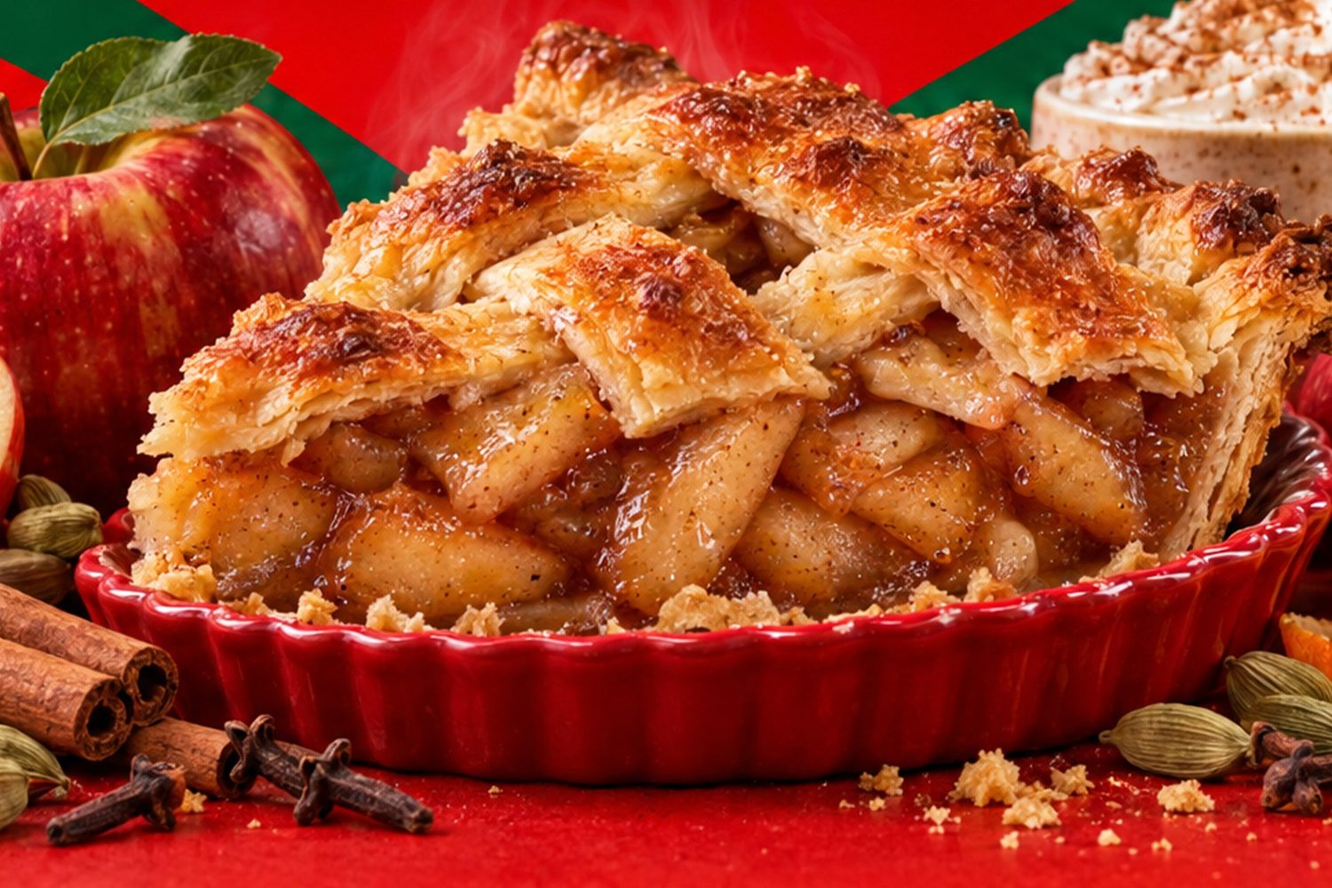 Apple pie cu grilaj împletit și aluat cu unt