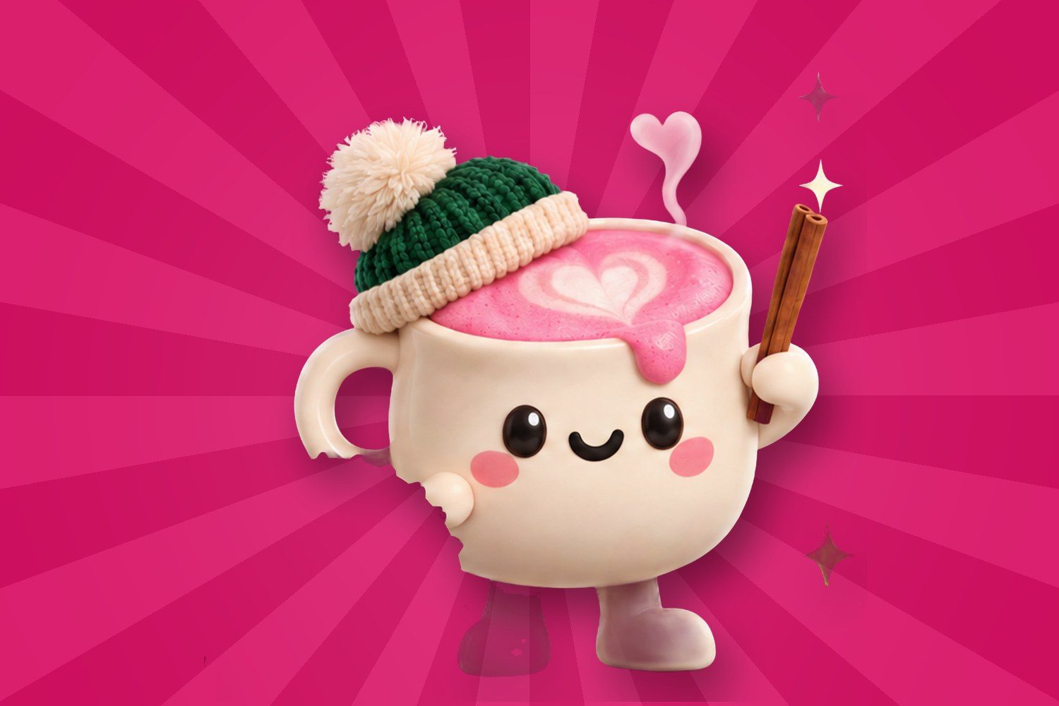 Pink latte de casă, fără cafea: cald sau cu gheață